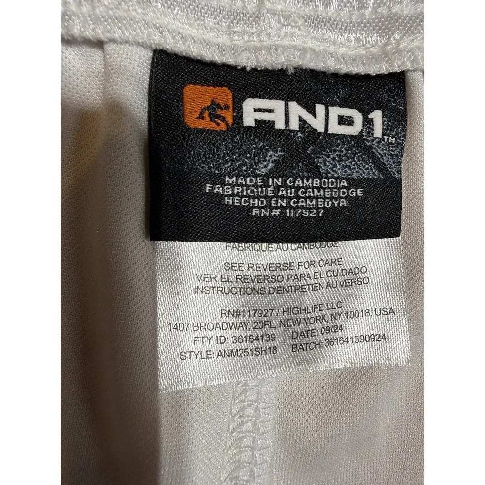 AND1 Basketball Shorts 3XL White Blue Satin Athletic Mesh Logo 11